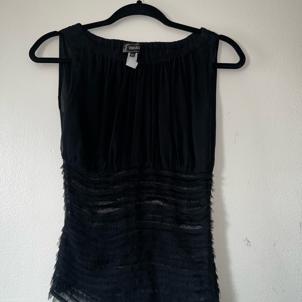 Versace Black Gathered Waist Shirt